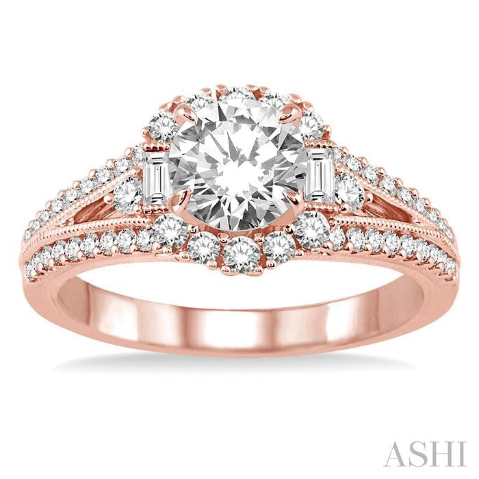 1/2 Ctw Diamond Semi-Mount Engagement Ring in 14K Rose Gold