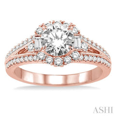 1/2 Ctw Diamond Semi-Mount Engagement Ring in 14K Rose Gold