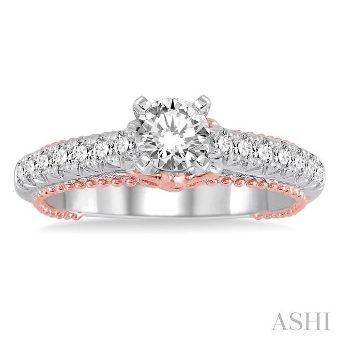 3/8 Ctw Diamond Semi-Mount Engagement Ring in 14K White and Rose Gold