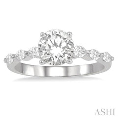 3/8 Ctw Round Shape Marquise Cut Semi-Mount Engagement Ring in 14K White Gold