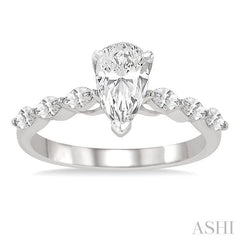 3/8 Ctw Pear Shape Marquise & Round Cut Diamond Semi-Mount Engagement Ring in 14K White Gold