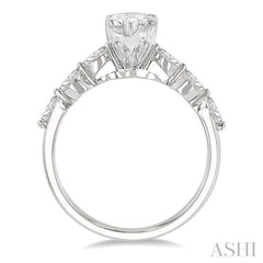 3/8 Ctw Pear Shape Marquise & Round Cut Diamond Semi-Mount Engagement Ring in 14K White Gold