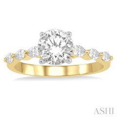 3/8 Ctw Round Shape Marquise Cut Semi-Mount Engagement Ring in 14K Yellow and White Gold