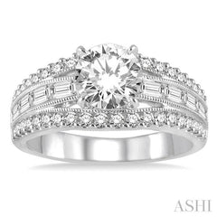 7/8 Ctw Diamond Semi-Mount Engagement Ring in 14K White Gold