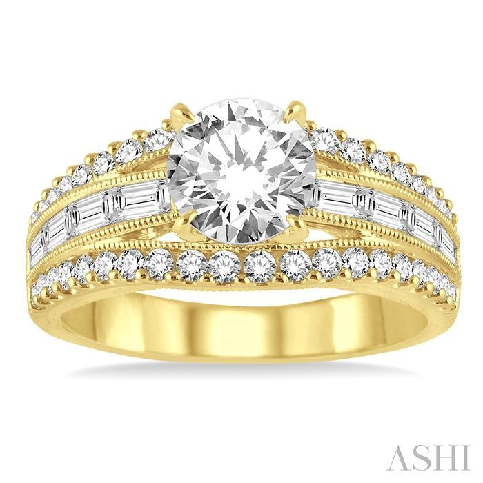 7/8 Ctw Diamond Semi-Mount Engagement Ring in 14K Yellow Gold