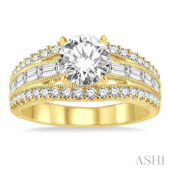 7/8 Ctw Diamond Semi-Mount Engagement Ring in 14K Yellow Gold