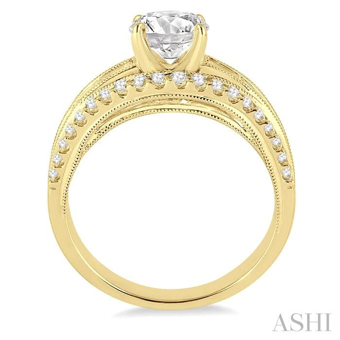 7/8 Ctw Diamond Semi-Mount Engagement Ring in 14K Yellow Gold