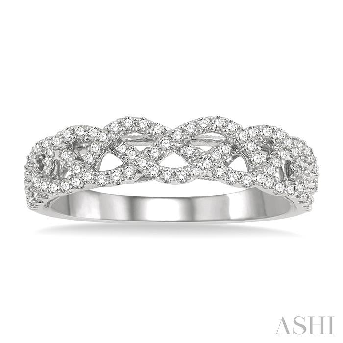 1/3 Ctw Interlocking Top Round Cut Diamond Wedding Band in 14K White Gold