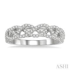 1/3 Ctw Interlocking Top Round Cut Diamond Wedding Band in 14K White Gold