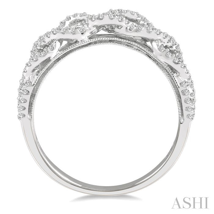 1/3 Ctw Interlocking Top Round Cut Diamond Wedding Band in 14K White Gold