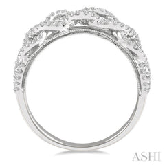 1/3 Ctw Interlocking Top Round Cut Diamond Wedding Band in 14K White Gold
