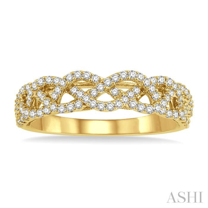 1/3 Ctw Lattice Round Cut Diamond Wedding Band in 14K Yellow Gold