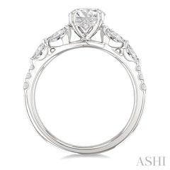 3/8 Ctw Marquise and Round Cut Diamond Semi-Mount Engagement Ring in 14K White Gold