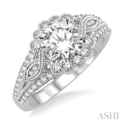 1/2 Ctw Diamond Semi-Mount Engagement Ring in 14K White Gold