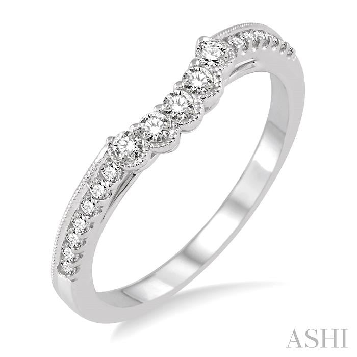1/3 Ctw Round Cut Diamond Wedding Band in 14K White Gold