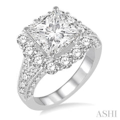2 Ctw Round Cut Diamond Semi-Mount Engagement Ring in 14K White Gold