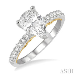 1/4 Ctw Pear Shape Round Cut Diamond Semi-Mount Engagement Ring in 14K White and Yellow Gold