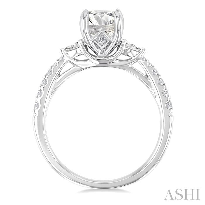 3/8 Ctw Pear and Round Cut Diamond Semi-Mount Engagement Ring in 14K White Gold