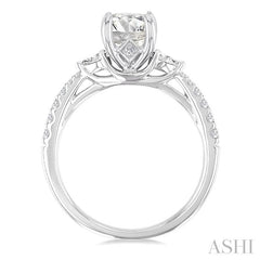 3/8 Ctw Pear and Round Cut Diamond Semi-Mount Engagement Ring in 14K White Gold