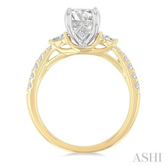3/8 Ctw Pear and Round Cut Diamond Semi-Mount Engagement Ring in 14K Yellow and White Gold