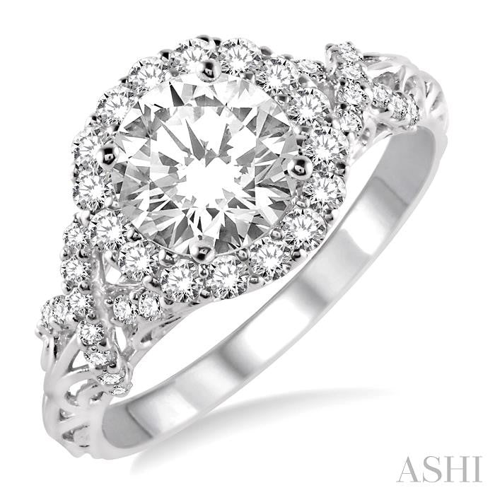 1/2 Ctw Diamond Semi-Mount Engagement Ring in 14K White Gold