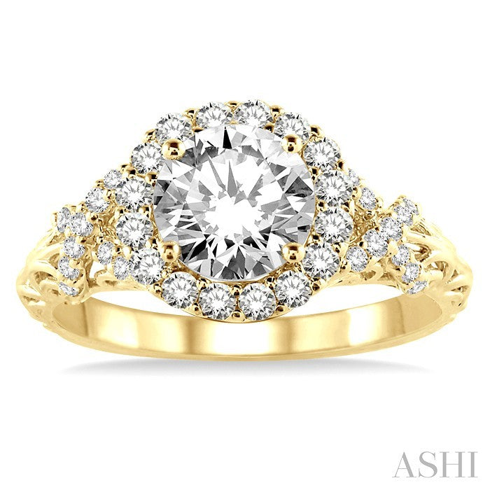 1/2 Ctw Diamond Semi-Mount Engagement Ring in 14K Yellow Gold