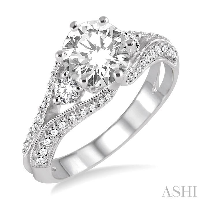 5/8 Ctw Diamond Semi-Mount Engagement Ring in 14K White Gold