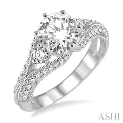 5/8 Ctw Diamond Semi-Mount Engagement Ring in 14K White Gold