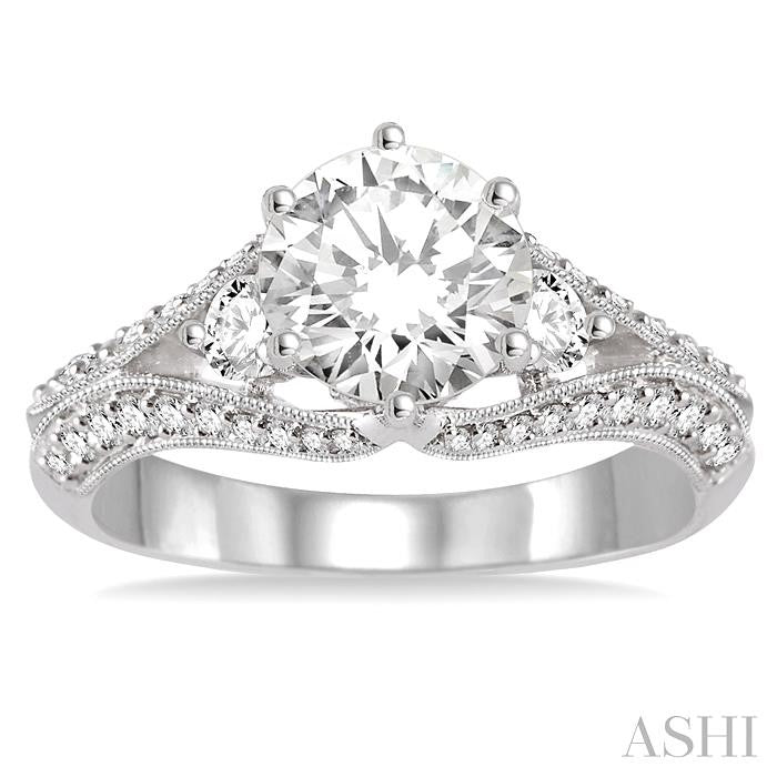 5/8 Ctw Diamond Semi-Mount Engagement Ring in 14K White Gold