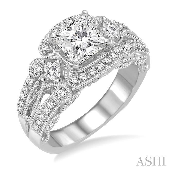 3/4 Ctw Diamond Semi-Mount Engagement Ring in 14K White Gold