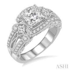 3/4 Ctw Diamond Semi-Mount Engagement Ring in 14K White Gold