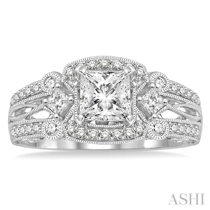 3/4 Ctw Diamond Semi-Mount Engagement Ring in 14K White Gold