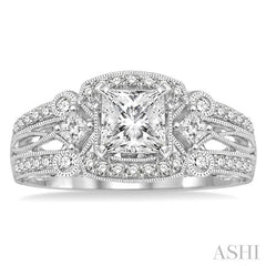 3/4 Ctw Diamond Semi-Mount Engagement Ring in 14K White Gold