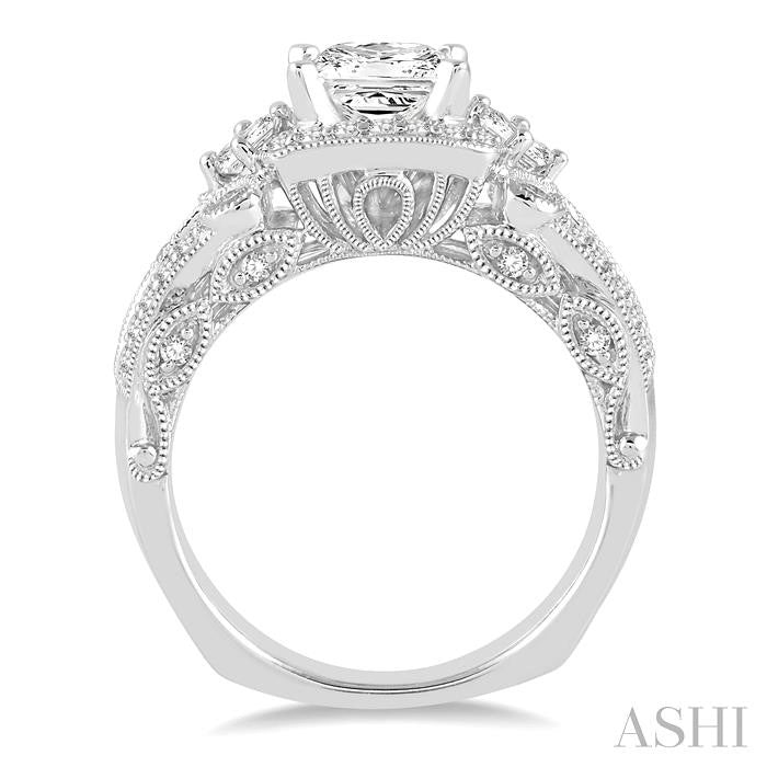 3/4 Ctw Diamond Semi-Mount Engagement Ring in 14K White Gold