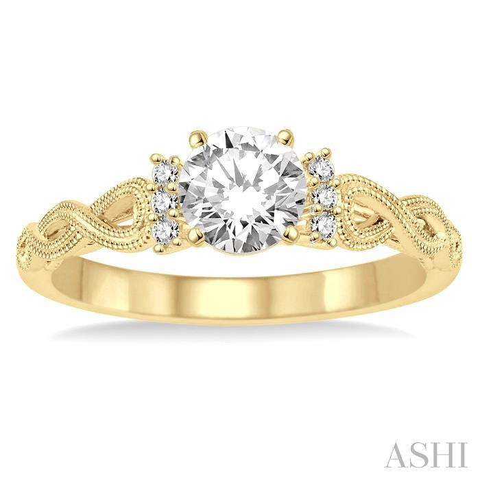1/20 Ctw Diamond Semi-Mount Engagement Ring in 14K Yellow Gold