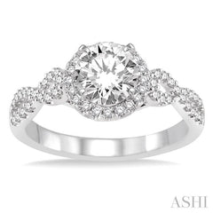 3/4 Ctw Diamond Engagement Ring with 1/2 Ct Round Cut Center Stone in 14K White Gold