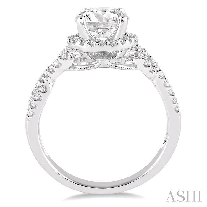 3/4 Ctw Diamond Engagement Ring with 1/2 Ct Round Cut Center Stone in 14K White Gold