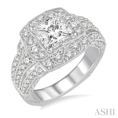 1 1/5 Ctw Round Cut Diamond Semi-Mount Engagement Ring in 14K White Gold
