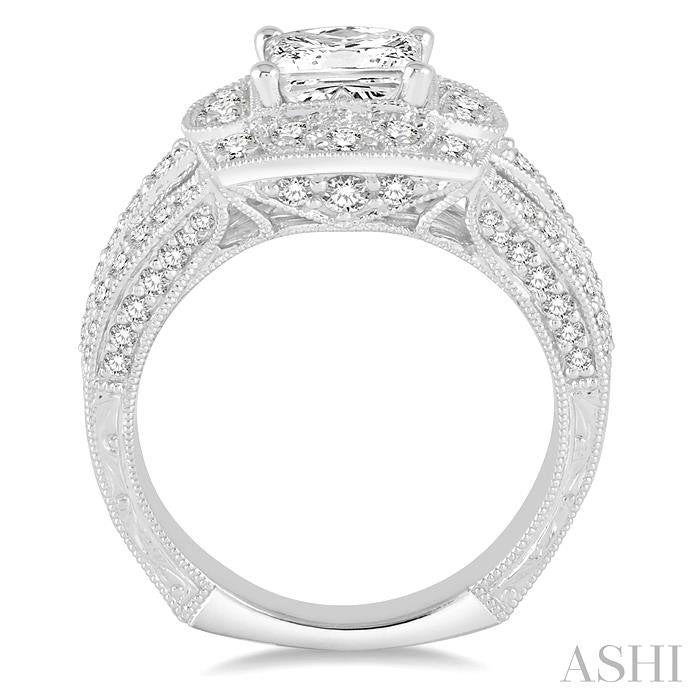 1 1/5 Ctw Round Cut Diamond Semi-Mount Engagement Ring in 14K White Gold