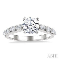 1/2 Ctw Marquise and Round Cut Diamond Semi-Mount Engagement Ring in 14K White Gold