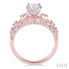 1/2 Ctw Diamond Engagement Ring with 3/8 Ct Round Cut Center Stone in 14K Rose Gold