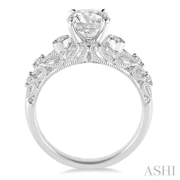 1/2 Ctw Diamond Engagement Ring with 3/8 Ct Round Cut Center Stone in 14K White Gold