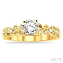 1/10 Ctw Diamond Semi-Mount Engagement Ring in 14K Yellow Gold