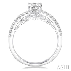 1/4 Ctw Oval Shape Semi-Mount Diamond Engagement Ring in 14K White Gold