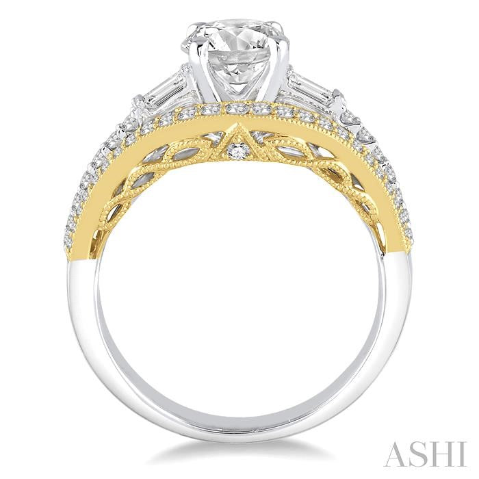 5/8 Ctw Diamond Semi-Mount Engagement Ring in 14K White and Yellow Gold