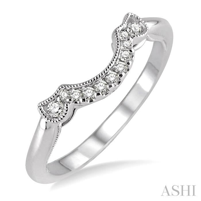 1/10 Ctw Round Cut Diamond Wedding Band in 14K White Gold