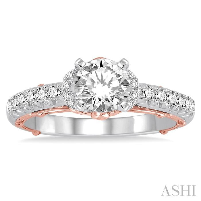 1/3 Ctw Diamond Semi-Mount Engagement Ring in 14K White and Rose Gold