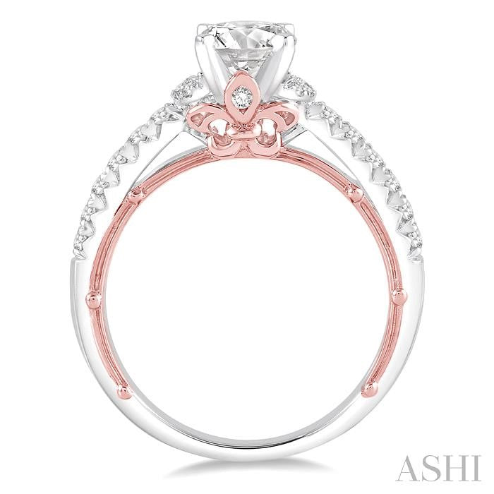 1/3 Ctw Diamond Semi-Mount Engagement Ring in 14K White and Rose Gold