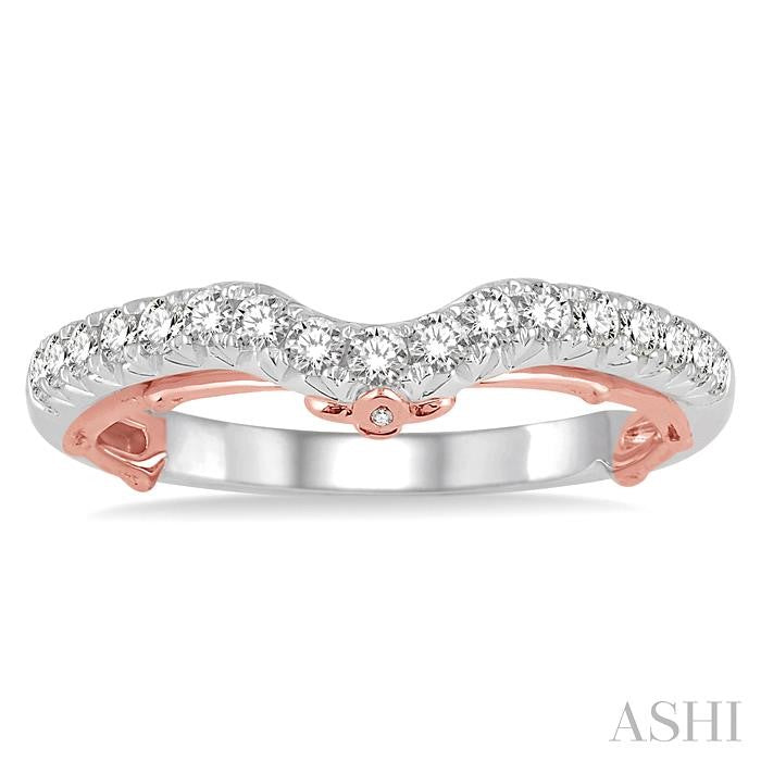 1/3 Ctw Round Cut Diamond Wedding Band in 14K White and Rose Gold