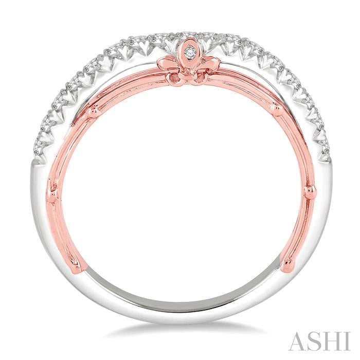 1/3 Ctw Round Cut Diamond Wedding Band in 14K White and Rose Gold